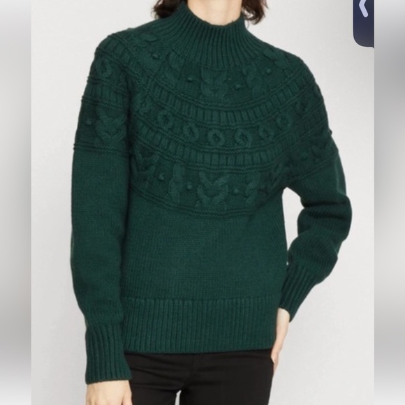 Banana Republic Sweaters - Banana Republic Green Cotton/Wool Blend Thick Texture Knit Sweater